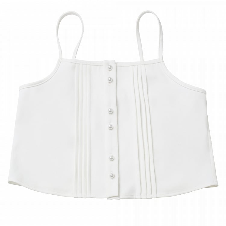 White Pleated Cami Top - PINK SAVIOR