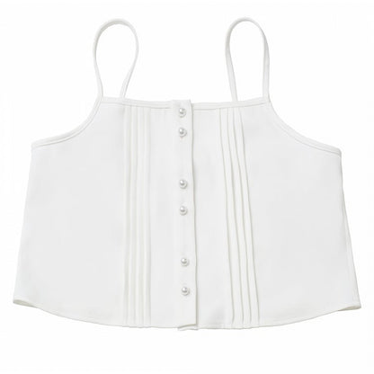 White Pleated Cami Top - PINK SAVIOR