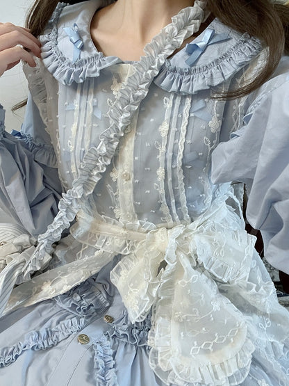 Lolita Bunny Ruffled Ear Floral Hood with White Overdress Pattern