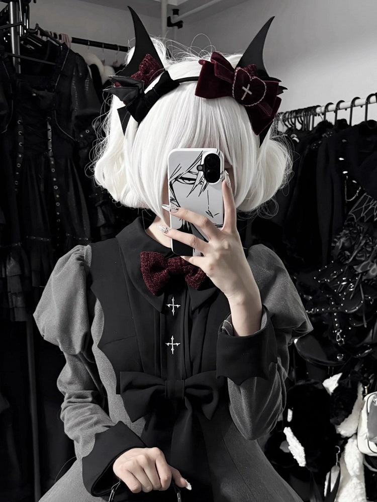 Bat Halloween Decorated Bowknots Wings and Black KC Red