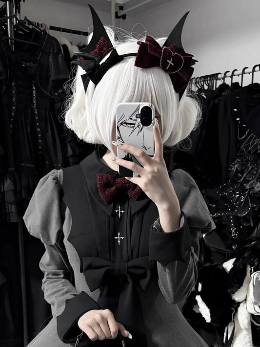 Bat Halloween Decorated Bowknots Wings and Black KC Red