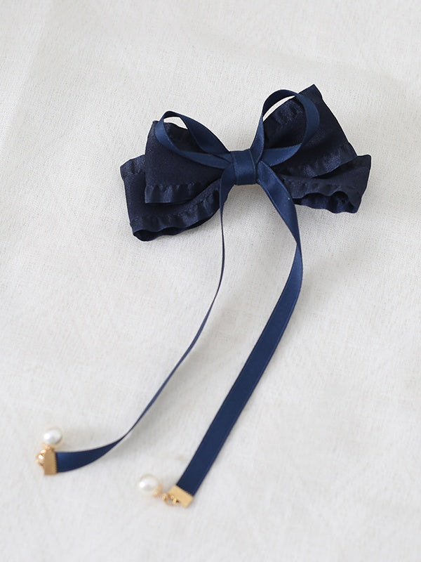 Colors Bowknot with Ribbon Hairclip Cute 8 Bead Decorations