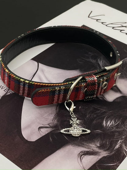 レッドチェック柄パンクチョーカー