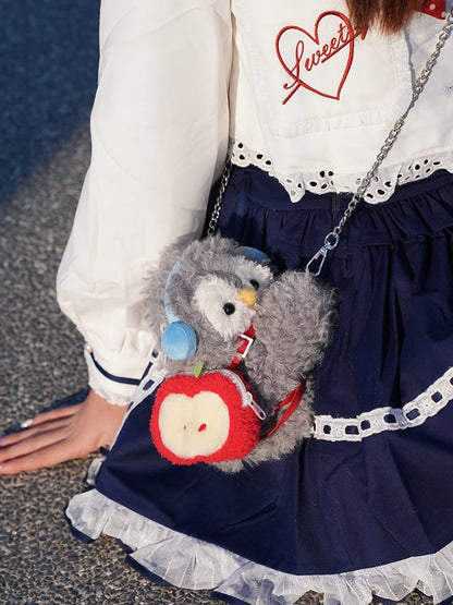 Light Middle/Large Keychain Plush + Options Gray 4 Penguin Backpack/Crossbody Size Bag Cute