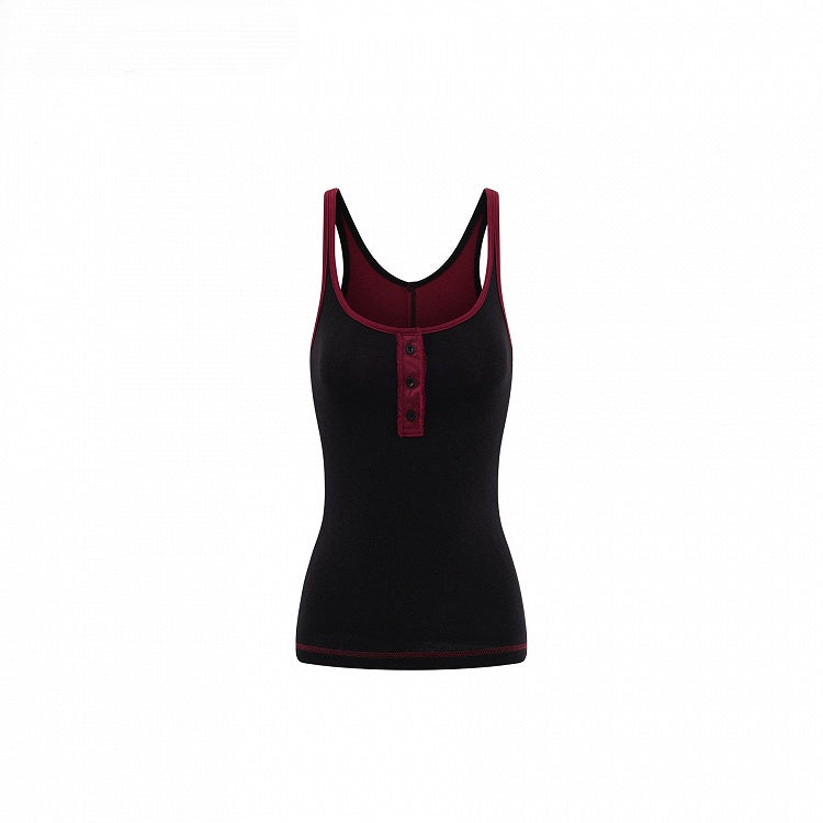 Scoop Top - Cami Red Slim-fitting Black Neckline