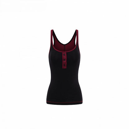 Scoop Top - Cami Red Slim-fitting Black Neckline