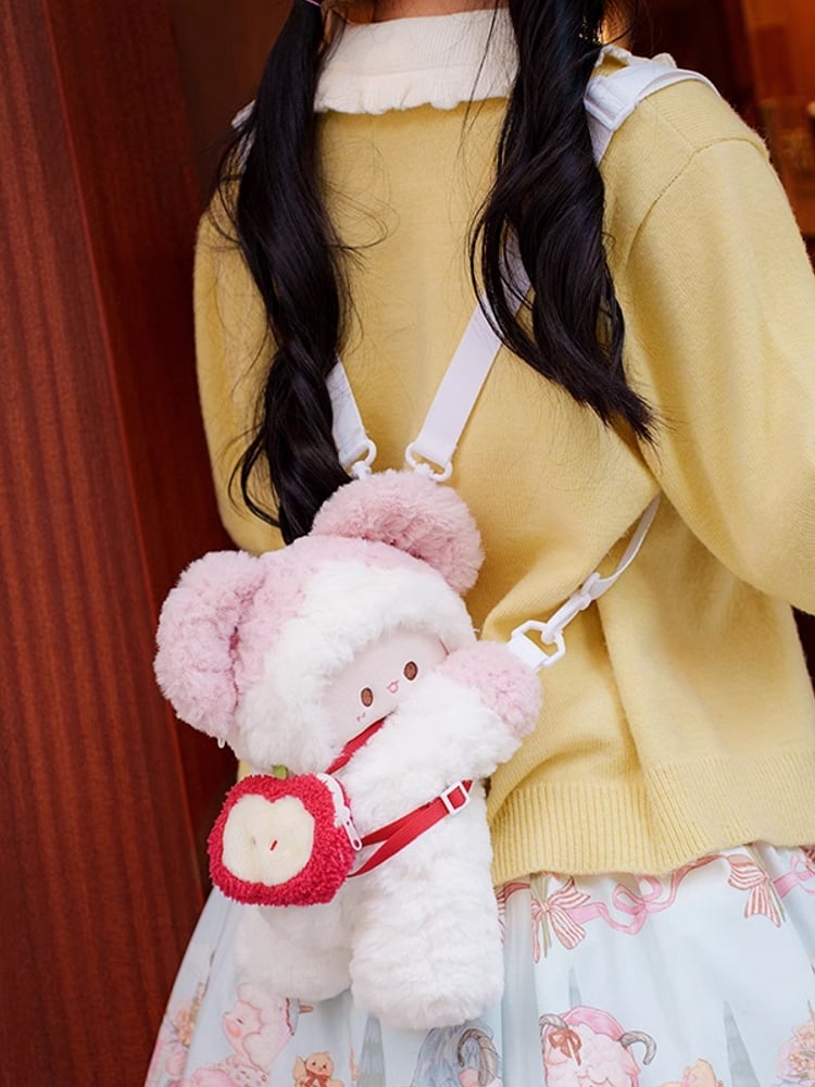 Taschengröße WeißRosa Klein/Mittel Maus Rucksack/Crossbody Süßer Plüsch