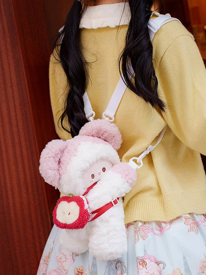 Taschengröße WeißRosa Klein/Mittel Maus Rucksack/Crossbody Süßer Plüsch