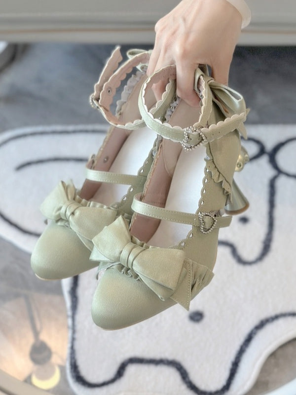 Details High-heel Green Light Janes Bow Mary - Satin