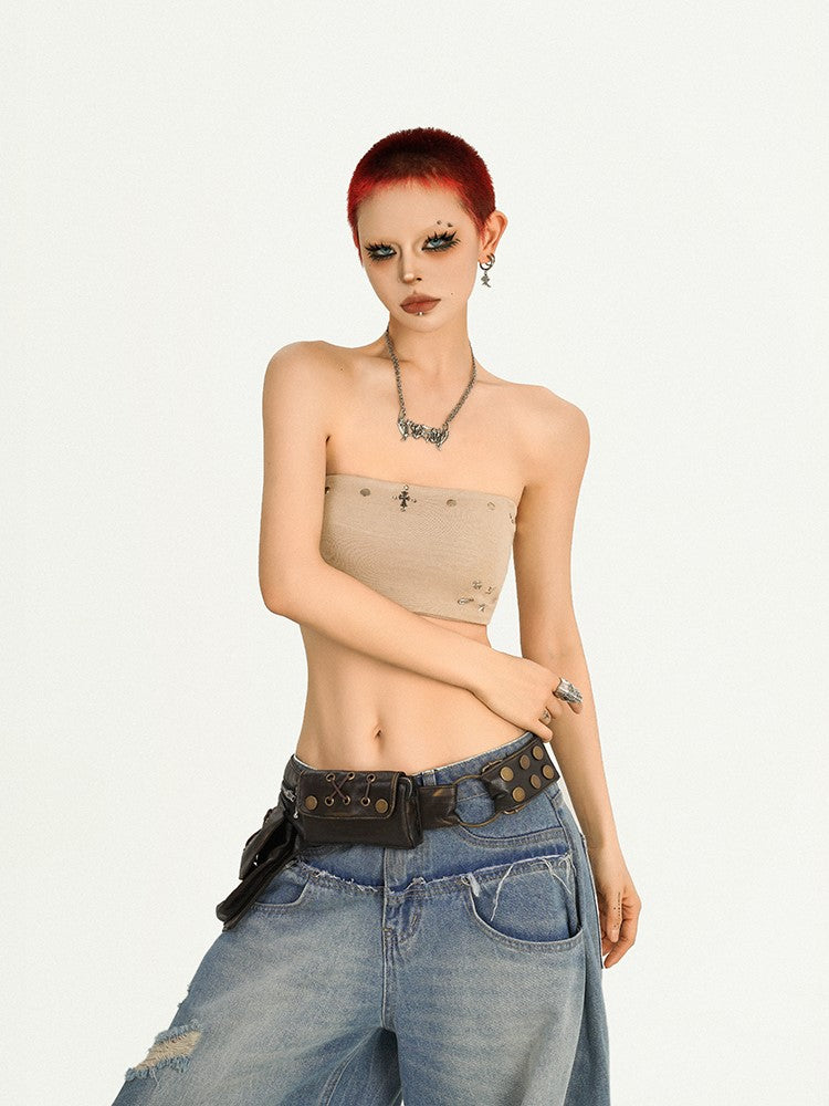 Top Studded Apricot Tube Punk