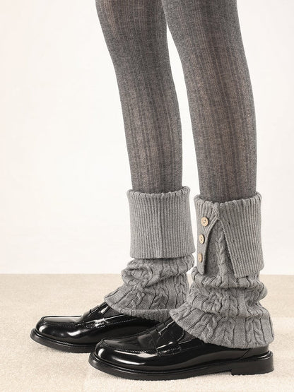Button Colors Knit with Leg Warmers Decoration Warm 4 Cable