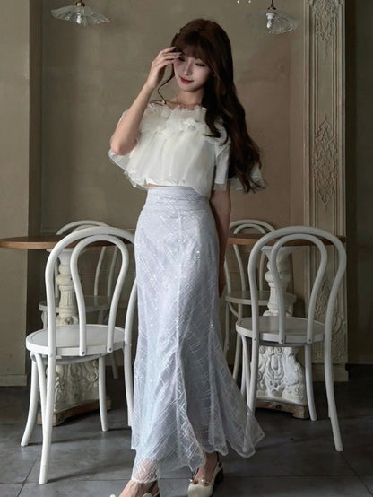 Elegant Blue Sequin Mermaid Skirt - Smyster