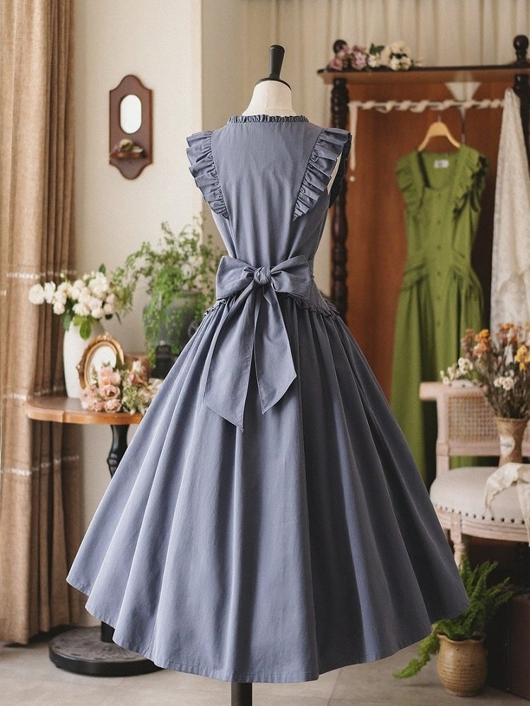 Robe d'été rétro à volants bleu poudré - Forest Wardrobe