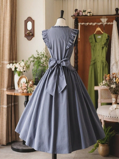 Robe d'été rétro à volants bleu poudré - Forest Wardrobe