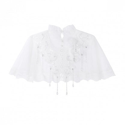 ホワイトスカート ハイケープウエストトップ キャミソール + チュールプリント キャッスルブルー