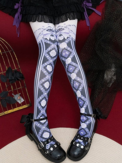 プリントタイツ 花柄＆レッド/ピンク/ブルー/ブラック/イエロー 蝶結び