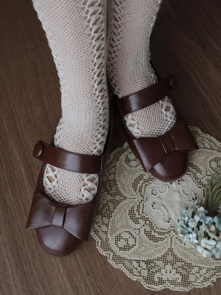 Slip-in Elegant Design Fit - Brown Shoes Adornment Low-heel Bowknot