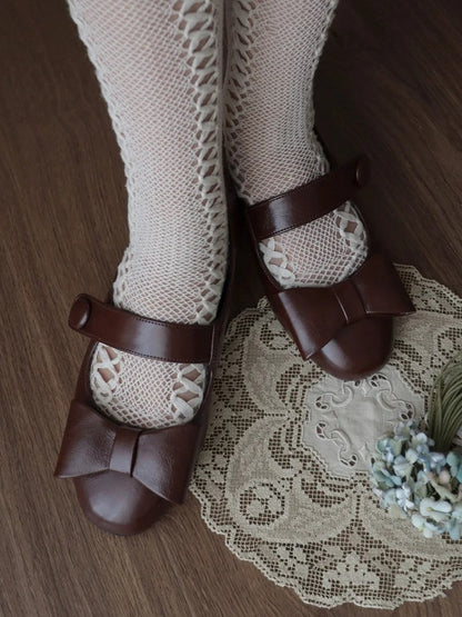 Slip-in Elegant Design Fit - Brown Shoes Adornment Low-heel Bowknot