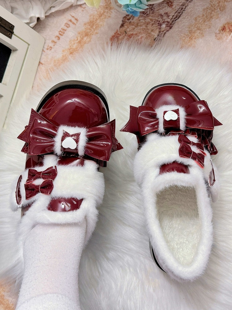 Wine Platforms Sweet - PU Heart Accents Red Lolita