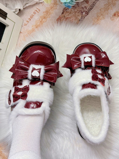 Wine Platforms Sweet - PU Heart Accents Red Lolita