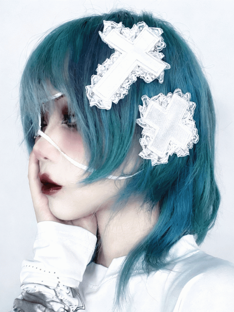 Black/White Cross Punk Hairclip