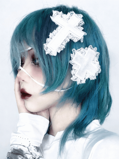 Black/White Cross Punk Hairclip