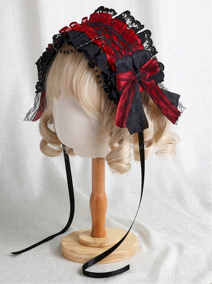 Red Lace Ruffled Black Hairband