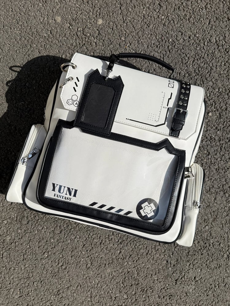 Kitty Backpack with Ita Charm Design PU Ear Card Holder Cute White