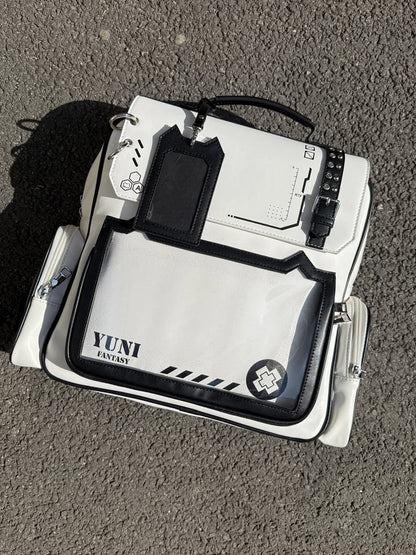 Kitty Backpack with Ita Charm Design PU Ear Card Holder Cute White