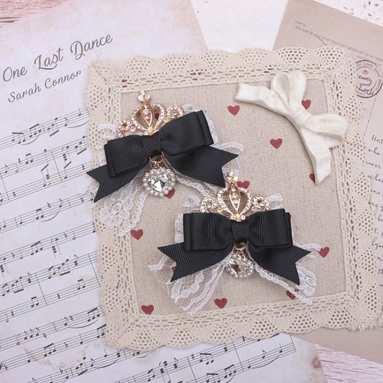 Options Jirai Hairclip with Kei 8 Decor Crown Color Bowknot Lace Rhinestone