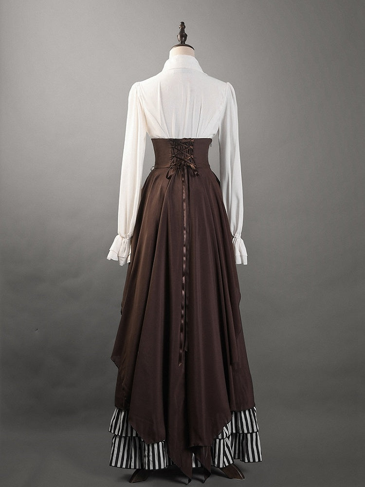 Brauner Korsettgürtel mit hoher Taille unter der Brust