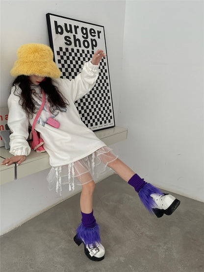 Knitted Cuff Leg Warmers Options Fuzzy 12 Color