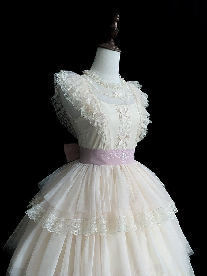 Pink Embroidery Lolita Waist Belt - With PUJI