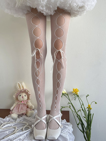 Lolita Strumpfhose Netz Cutout Weiß