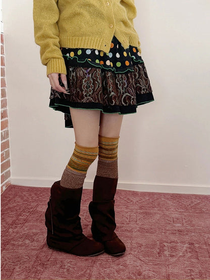 Bas jambières en maille 3 avec motif pois Polka Colors