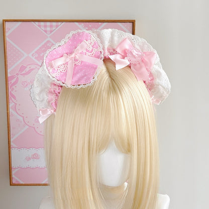 Dot Heart Lolita Polka Cute Detachable Bowknot With KC Brooch