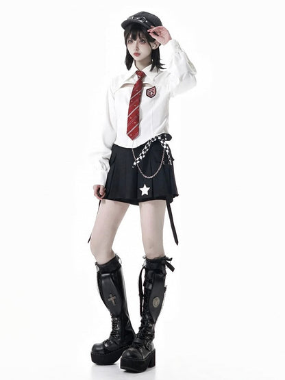 White with Logo Regular/Cutout Cropped Numeric Shirt