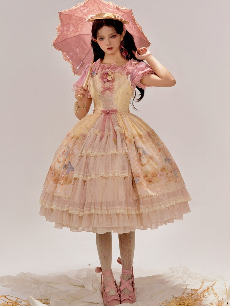 and Yellow Farm Print Sunflowers Jumper Sweet Skirt Lolita Ducks