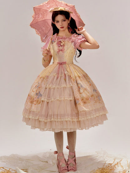 and Yellow Farm Print Sunflowers Jumper Sweet Skirt Lolita Ducks