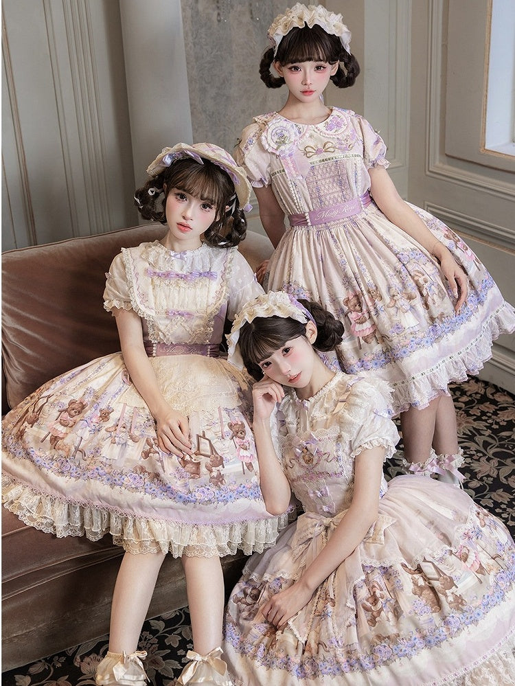 Ivory Blouse with Voluminous Sleeves, Frilly Edging & Ribbon Tie - Stars Fall on the Foggy Island
