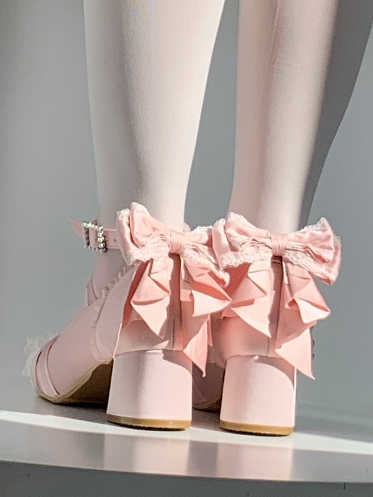 with Detachable Square Janes - Heel Harness Ankle Toe Pink Mary Elegant Ballet Lolita