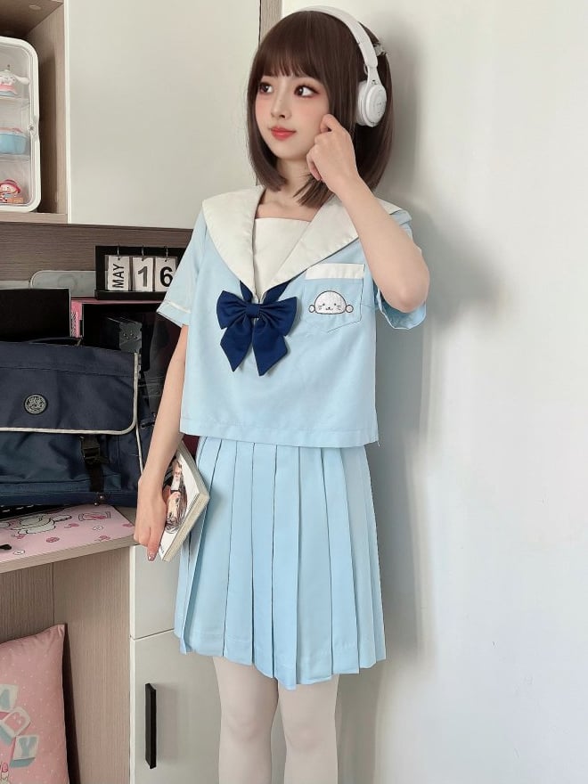 Light Blue JK Uniform Pleated Skirt