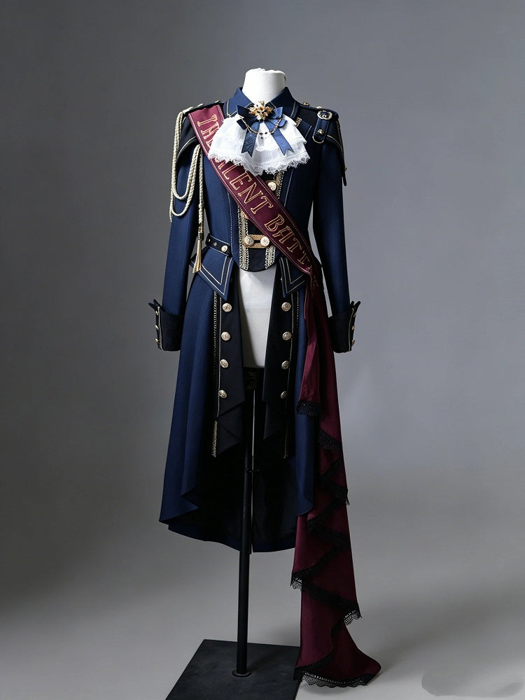 Black & Blue Military Coat with Ribbon Set