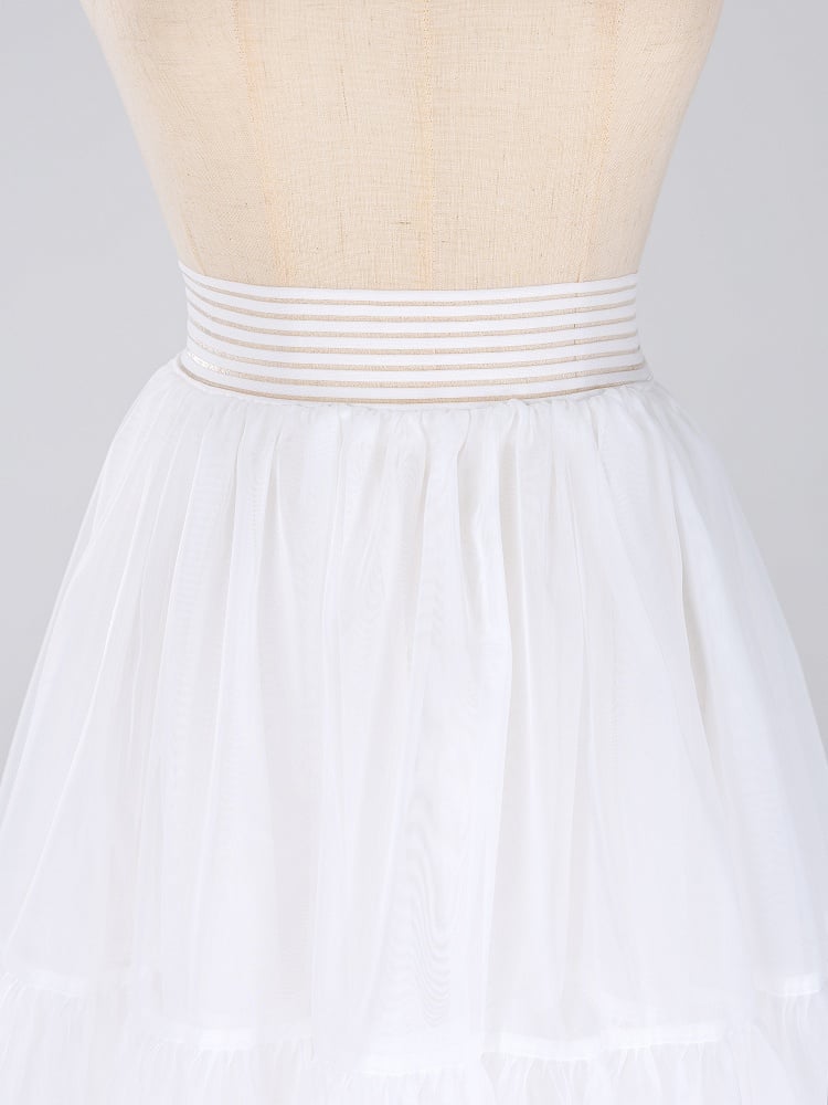 Long Daily Petticoat Layered 80cm White A-line