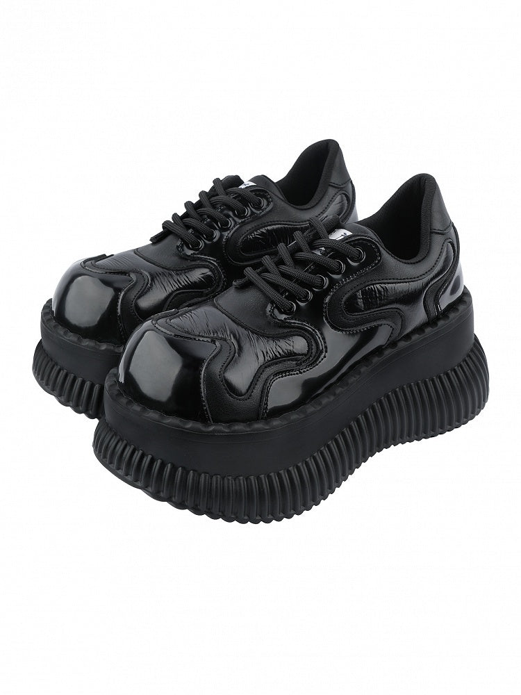 Style Platform Lace-up Black Closure Punk Shoes