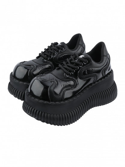Style Platform Lace-up Black Closure Punk Shoes