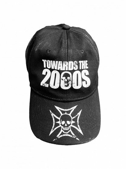 Skull-Embroidered Punk Baseball Cap with Letter Accents - DETW OnLine