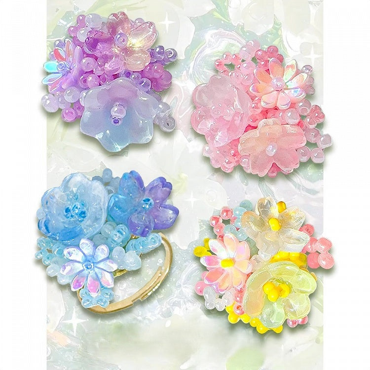 4 verstellbare Perlenring-Optionen Farbe Y2K Floral