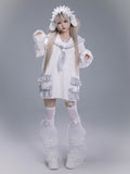 Free Jirai Blue Sailor Dusty Tie Collar Ruffles Sweatshirt Plaid Kei with