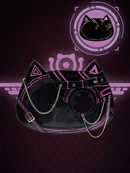 Glow-in-the-dark Cyberpunk Cat Ita Bag Black Pink - Daylight
